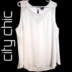 City Chic White Lace Sleeveless Top XL Sz 22 NWOT